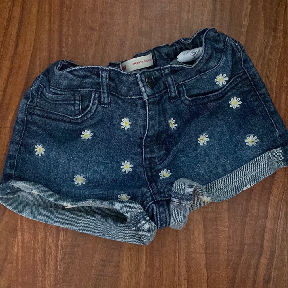 Levi’s Embroidered Daisy Denim Shorty Short